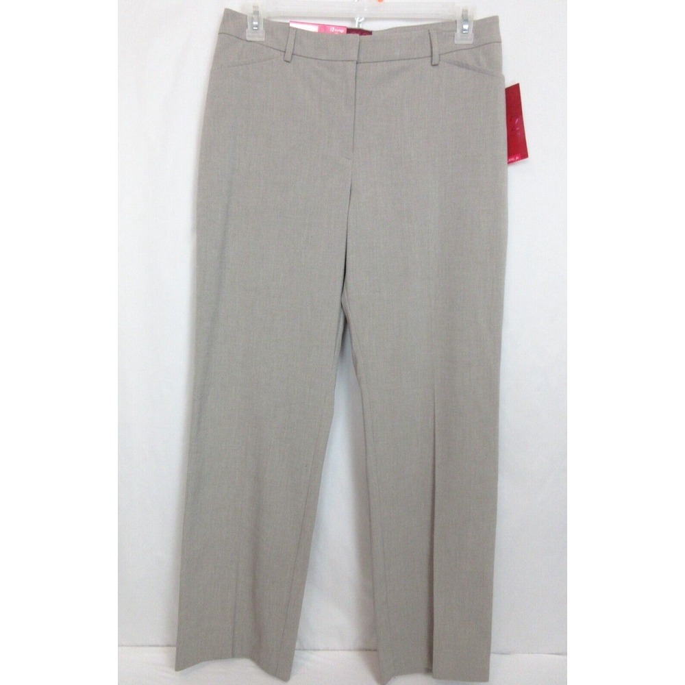 212 COLLECTION Natural Fit Straight Leg Women 12 Light Taupe Cat Eye Dress Pants